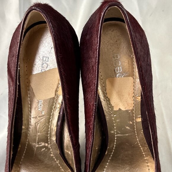 BCBGeneration Tinas2 Heels Burgundy Red Maroon Platform Women’s Sz 7.5B Faux Fur - Picture 15 of 15